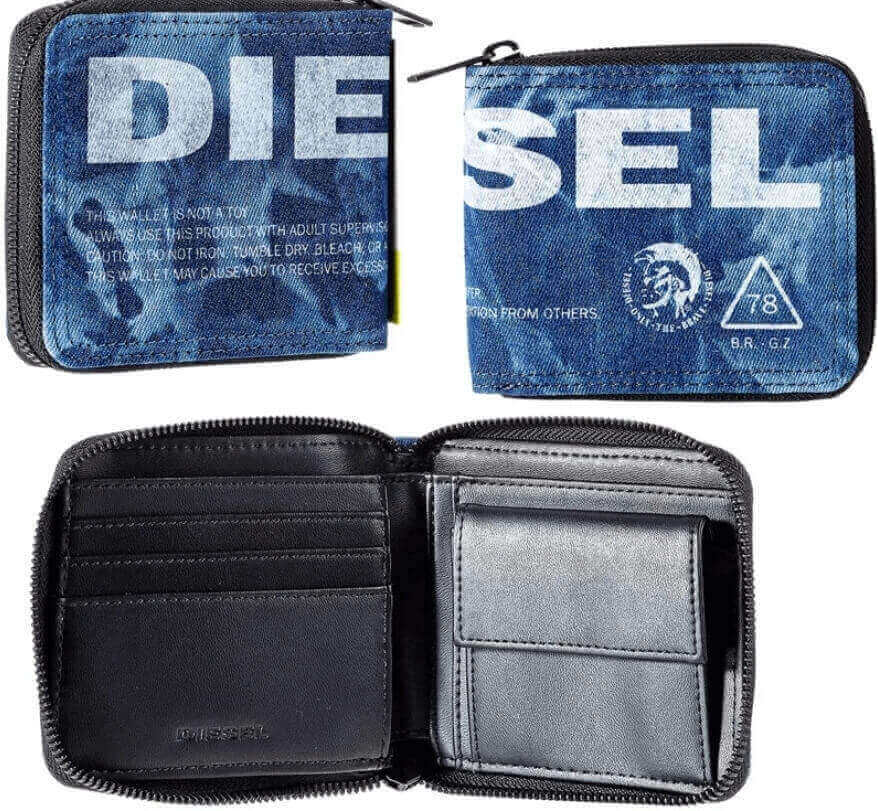 ディーゼル(DIESEL）ジーンズ二つ折り財布の表面と内側
