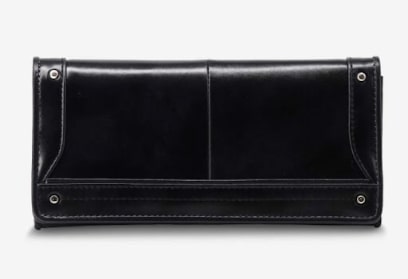 重厚感のあるブラックのかぶせ長財布